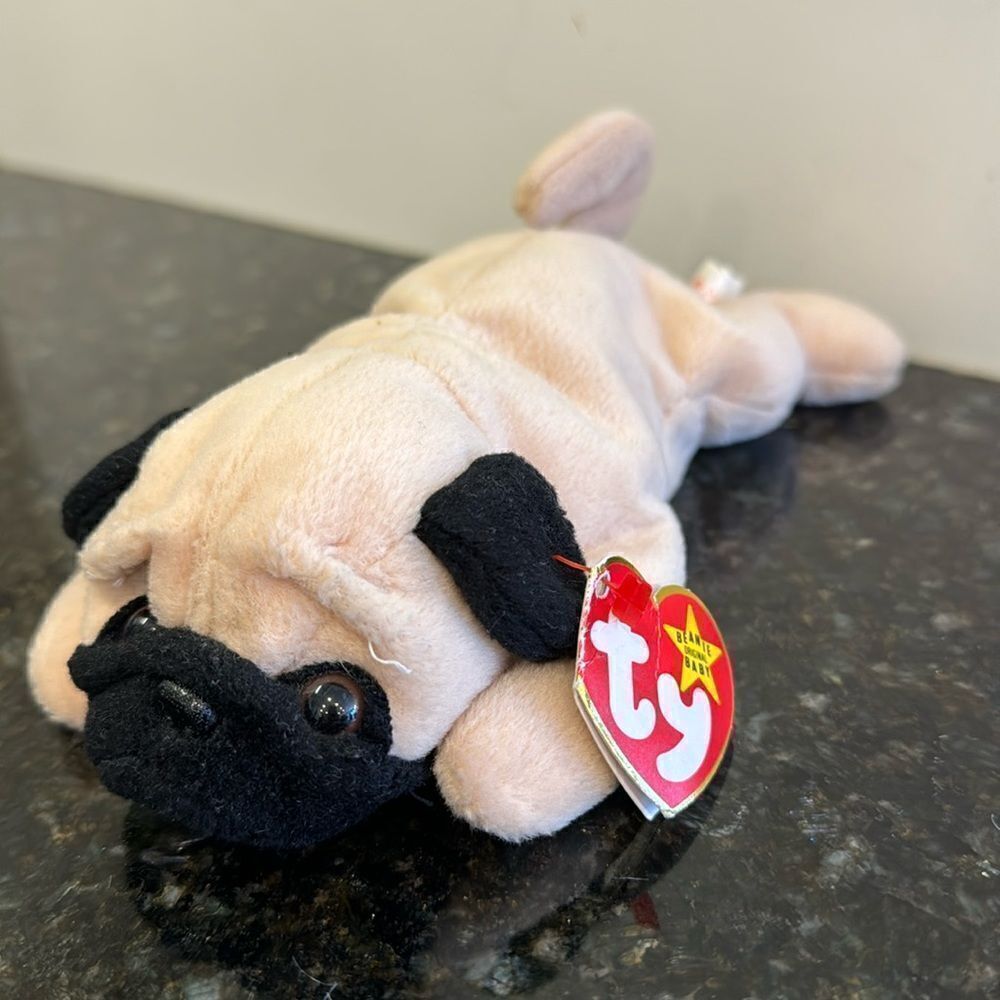 Ty Beanie Baby Pug "Pugsly" W/ Tags 8" Long 1996 * SKU 29, 67